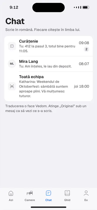 Chat: Team-Unterhaltungen, für jede Leserin übersetzt.